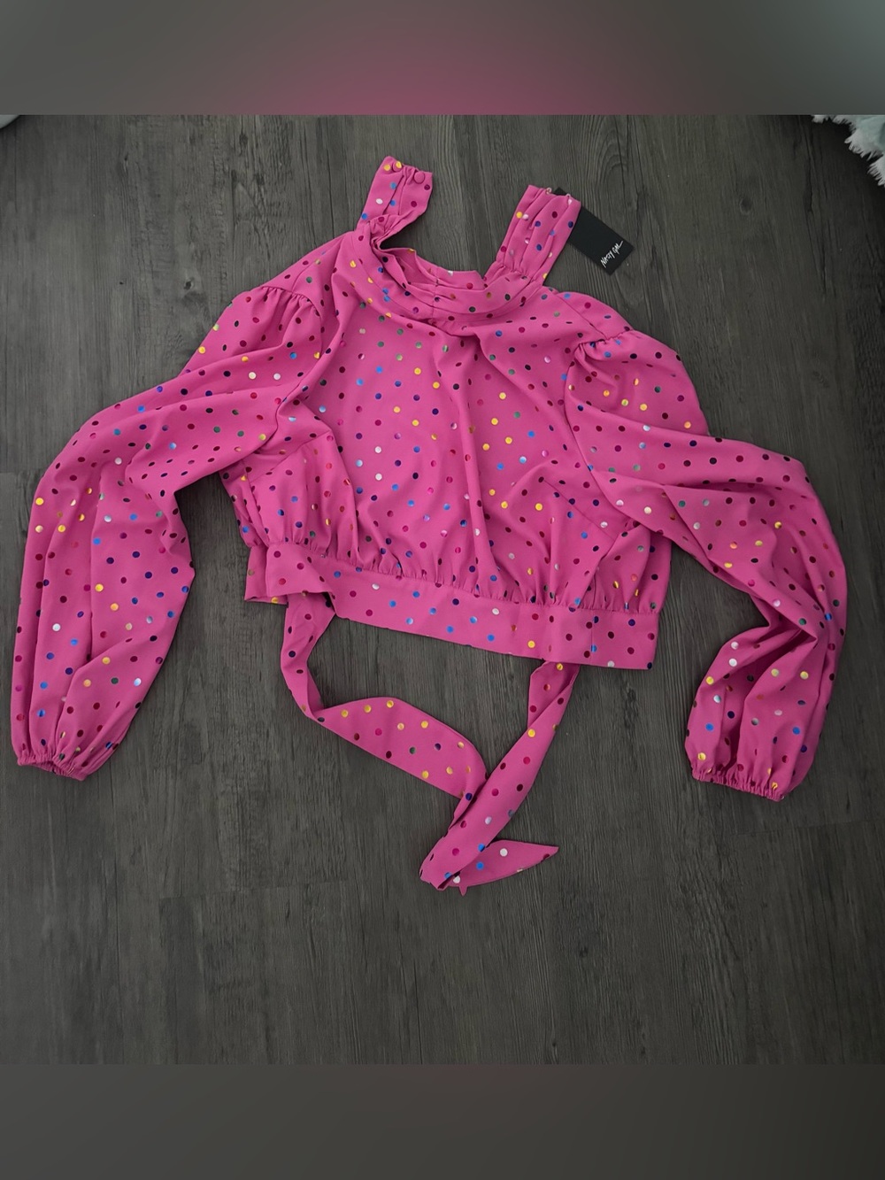 Pink Polka Dot  Crop Top